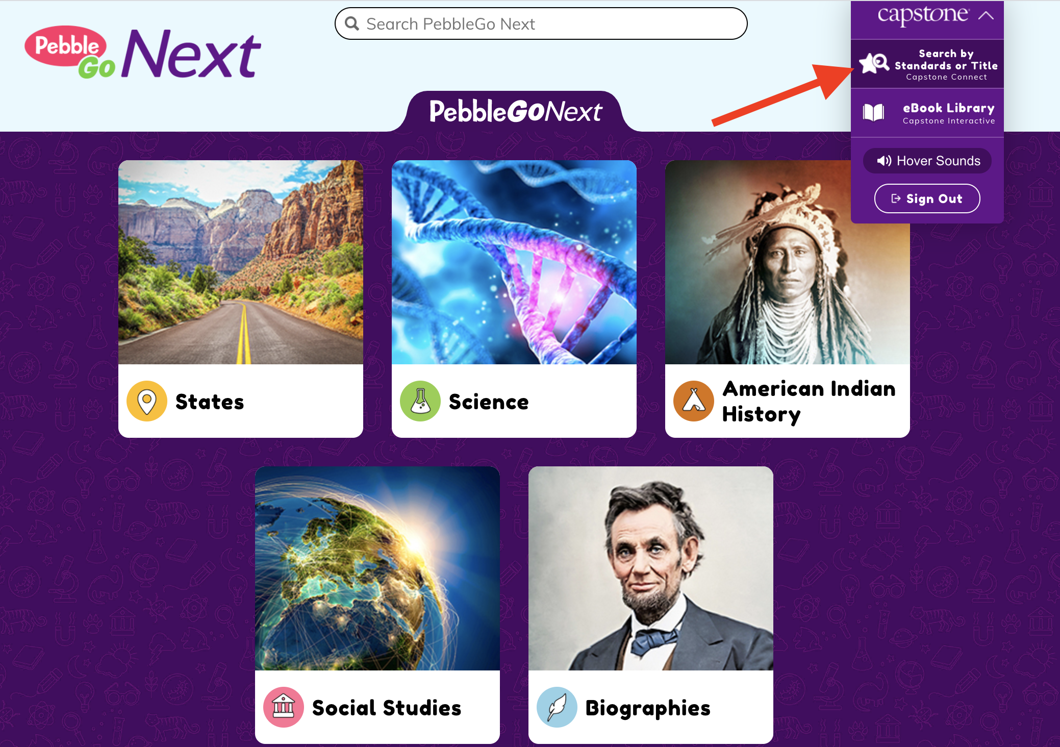 Find Capstone Connect in the drop-down menu in the top right corner.