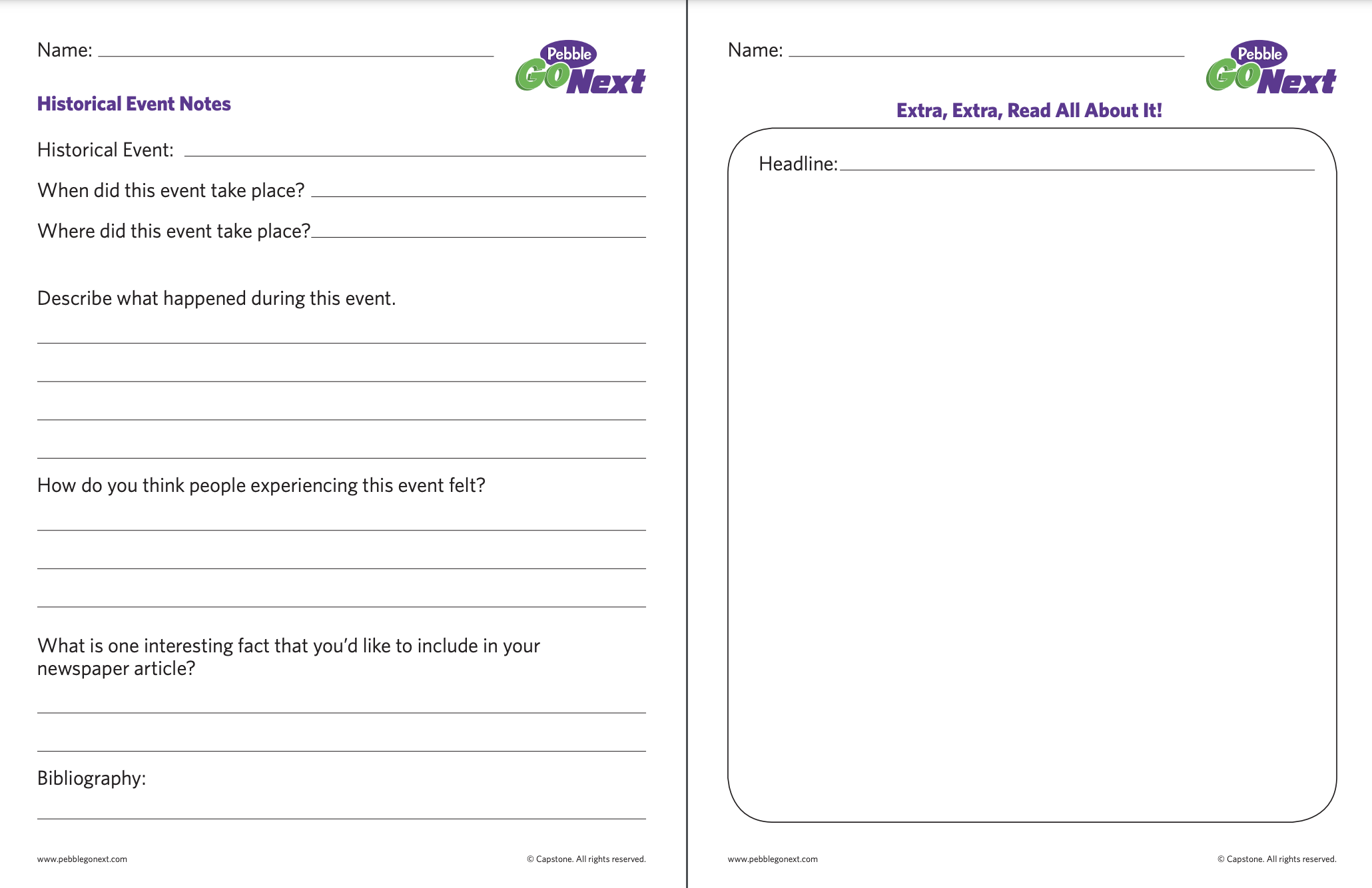 Guided questions and historical events template.
