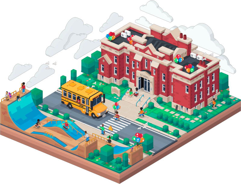 3D model of a school campus