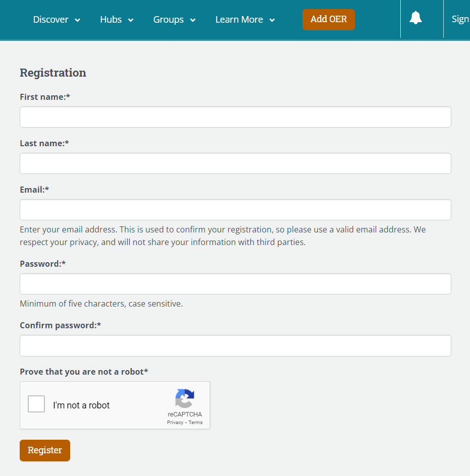 screenshot of the second step of the Open Space account registration