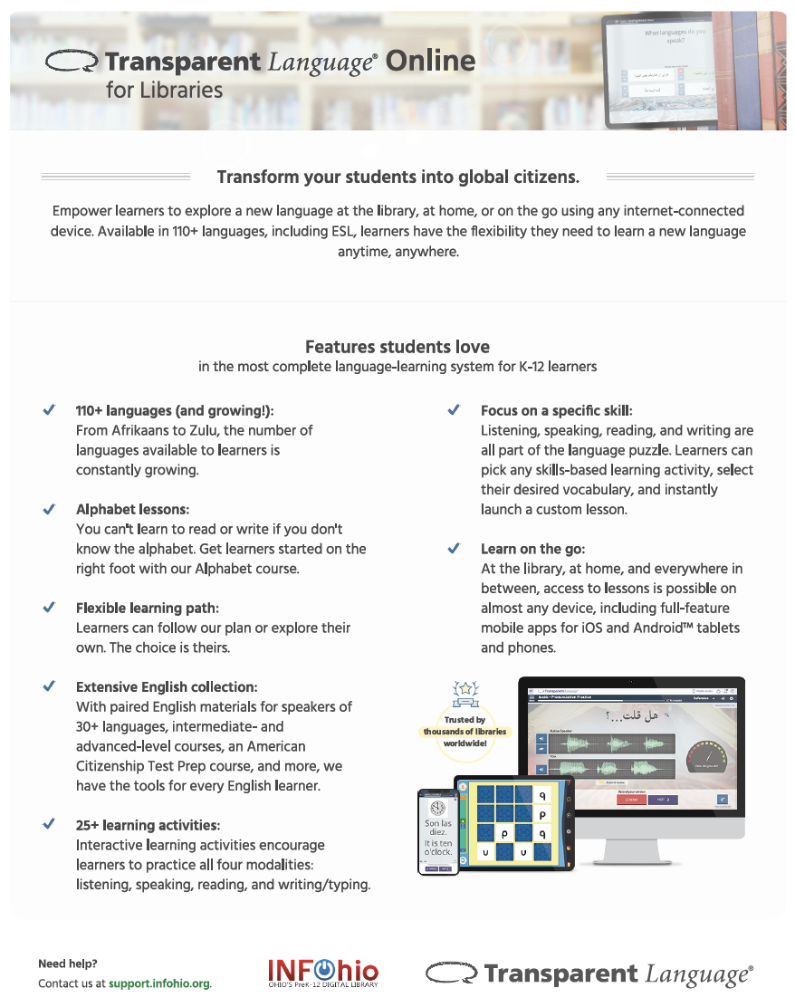 Transparent Language Online Overview Flyer