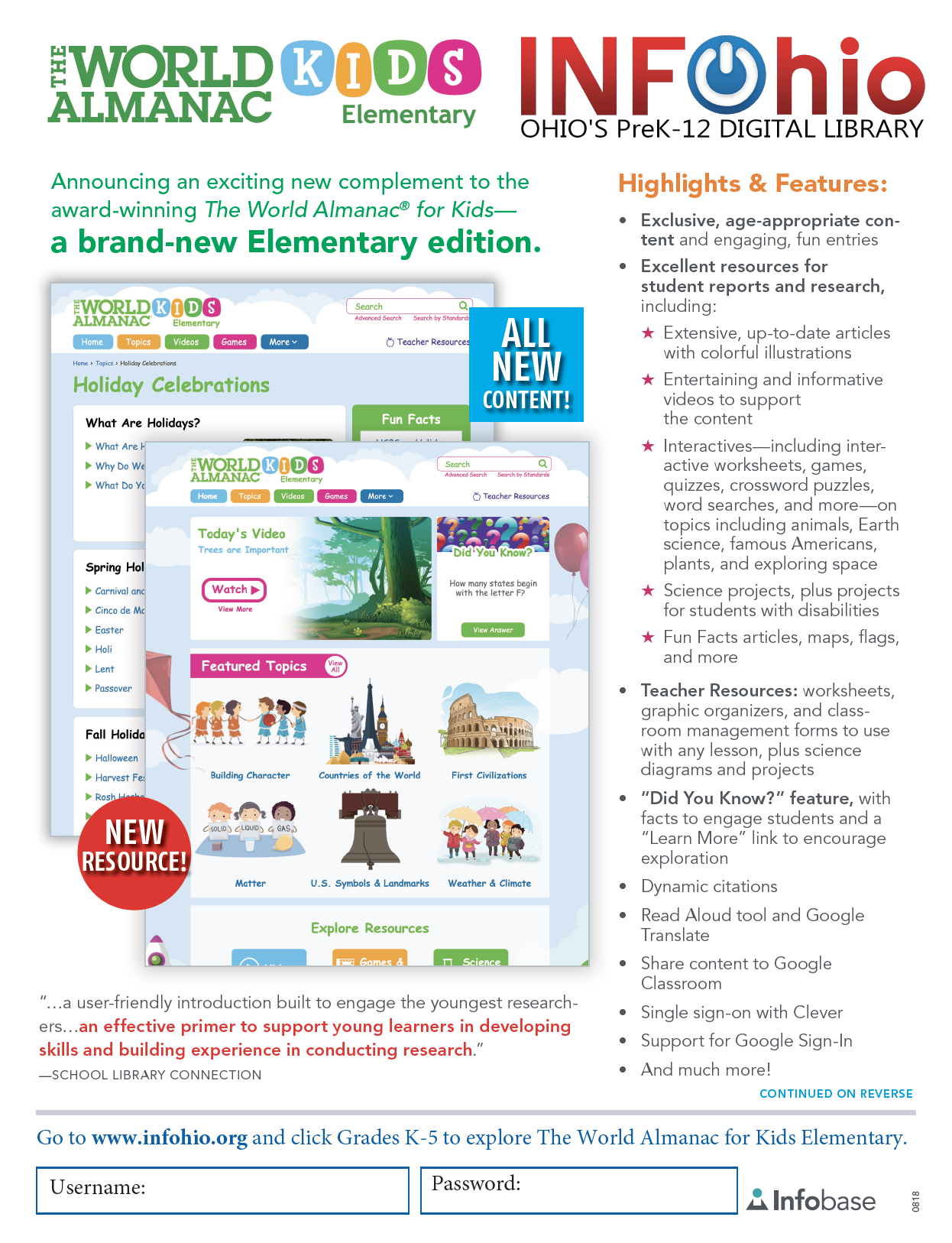 The World Almanac for Kids Elementary Flyer 