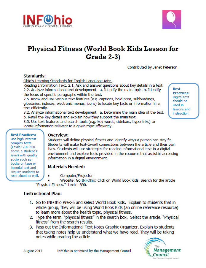 Physical Fitness (World Book Kids Lesson for Grade 2-3)